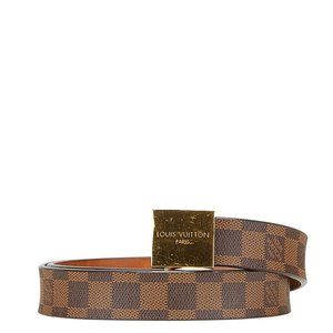 Louis Vuitton Damier Santur Carre Belt 80/32 M6802 Brown Gold Plated PVC Men'...